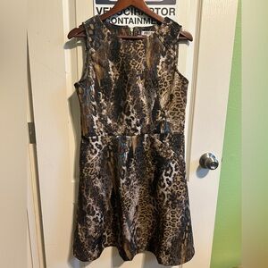 Leopard Print Sleeveless Jennifer Lopez Scuba Dress